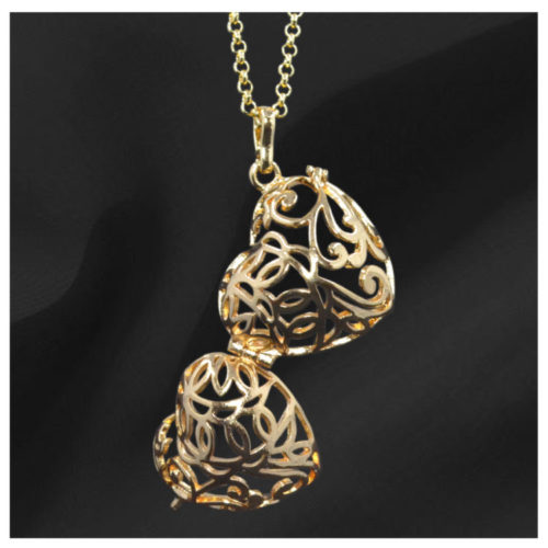 Heart Shaped Gold Gem Pendant open