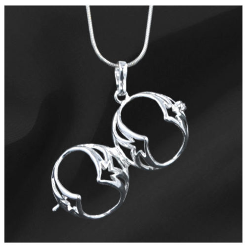 Silver Cirlces Gem pendant open