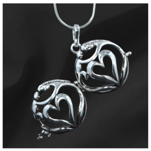 Silver Inner Heart Gem Pendant open