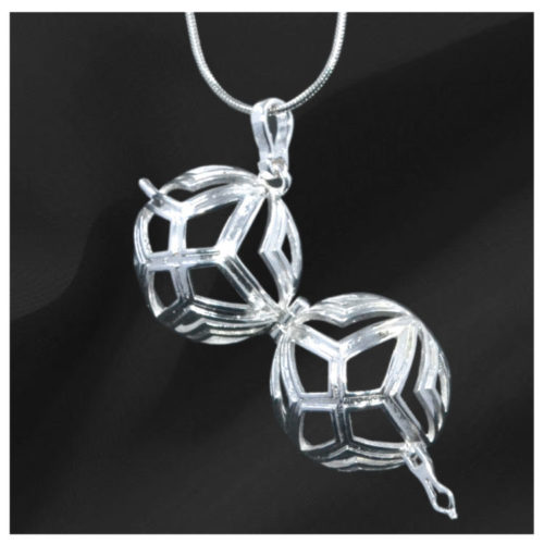 Silver Kite Gem Pendant open